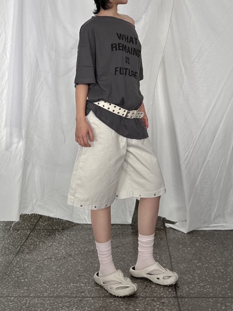 둘 색상 지금 버드 나무 못 디자인 루즈핏 미니멀리즘 캐주얼 바지 반바지 상세 이미지 15