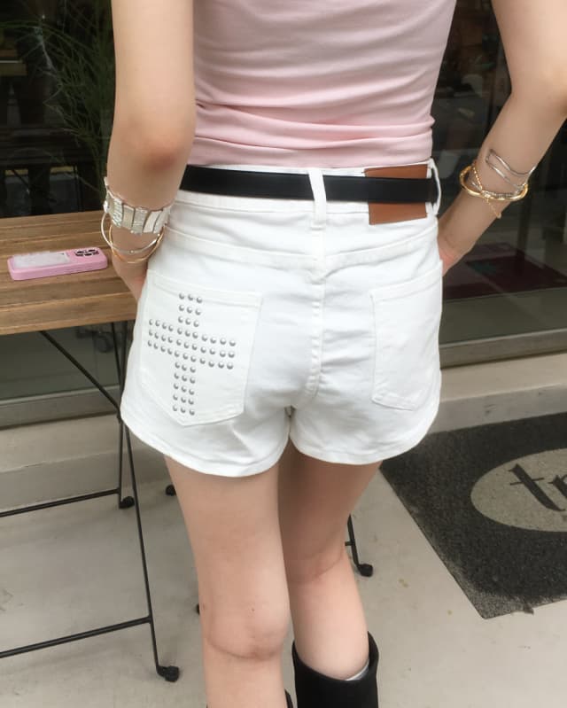 둘 색상 지금 주머니 버드 나무 못 캐주얼 일상 데님 반바지 이미지 2