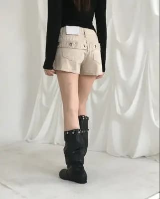 3 색 지금 높음 거리 핫걸 금속 징 몸매 가꾸기 캐주얼 반바지 상세 이미지 7