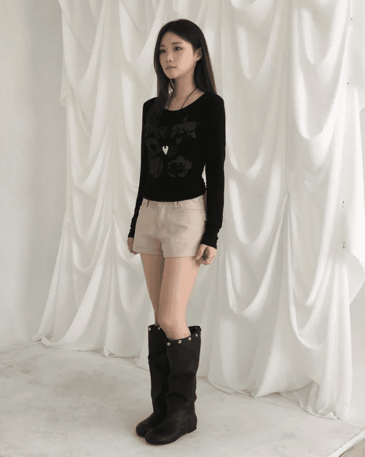 3 색 지금 높음 거리 핫걸 금속 징 몸매 가꾸기 캐주얼 반바지 상세 이미지 10