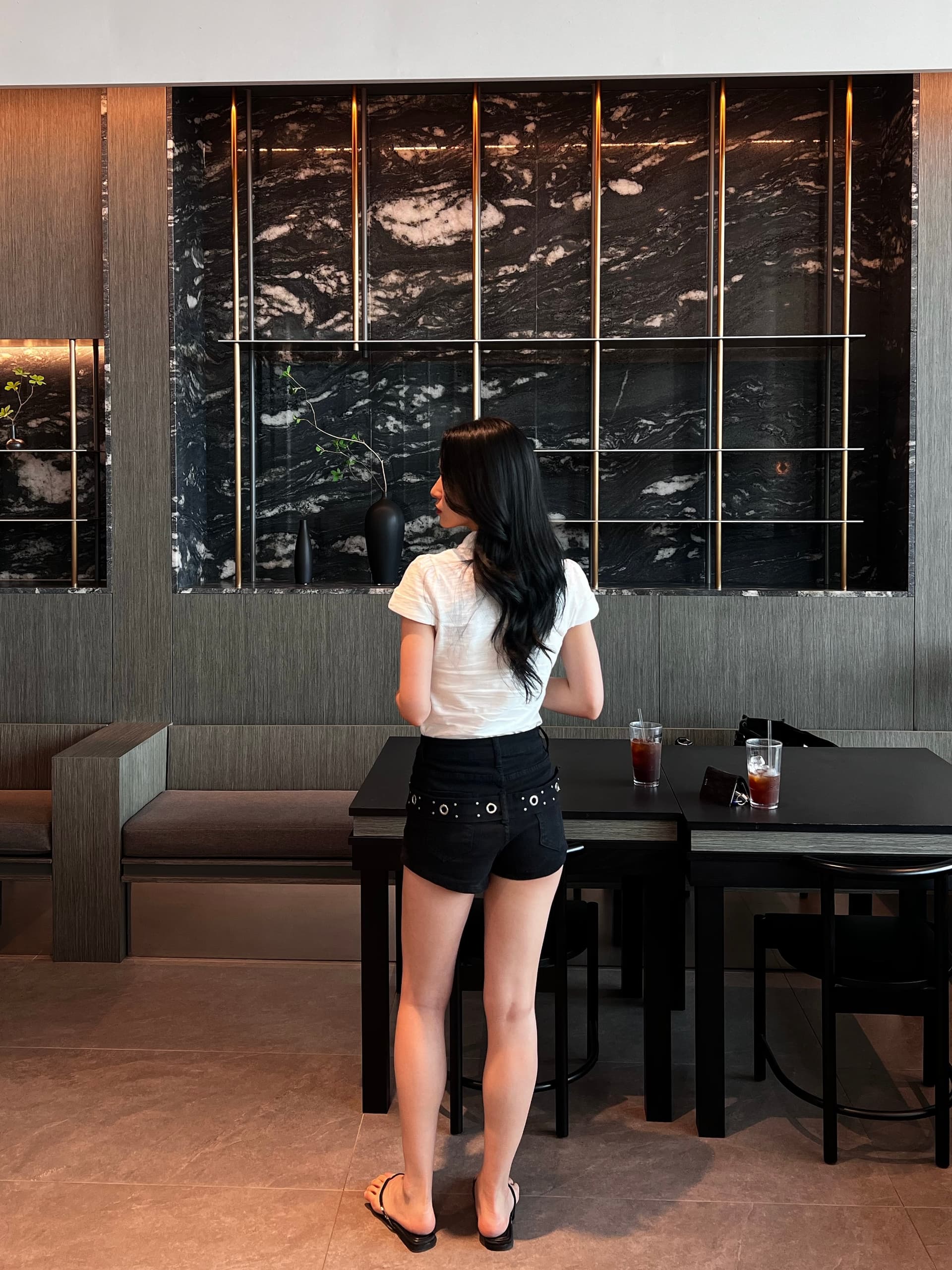 삼색 지금 벨트 면 소재 데님 반바지 상세 이미지 9