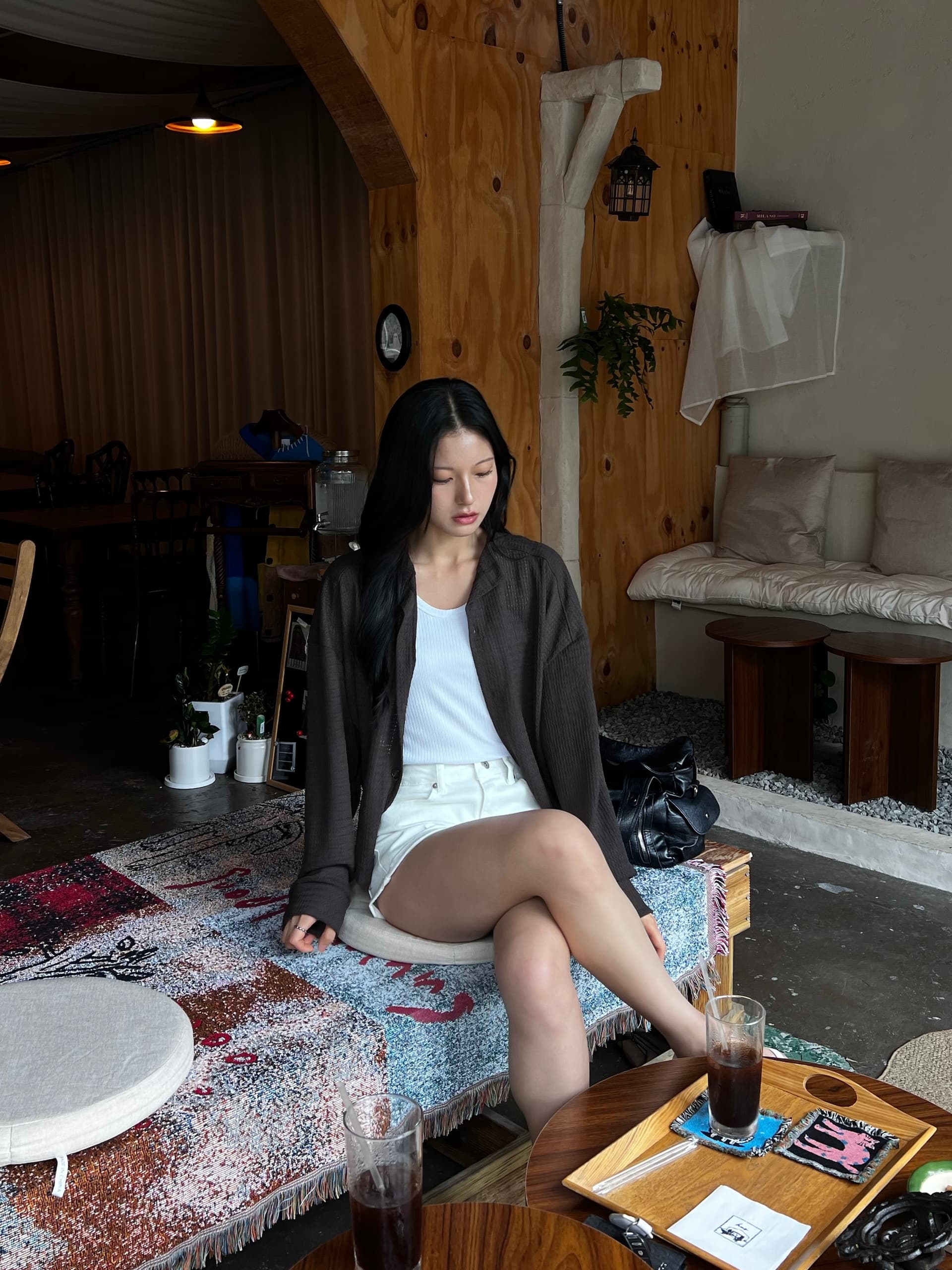삼색 지금 벨트 면 소재 데님 반바지 상세 이미지 16
