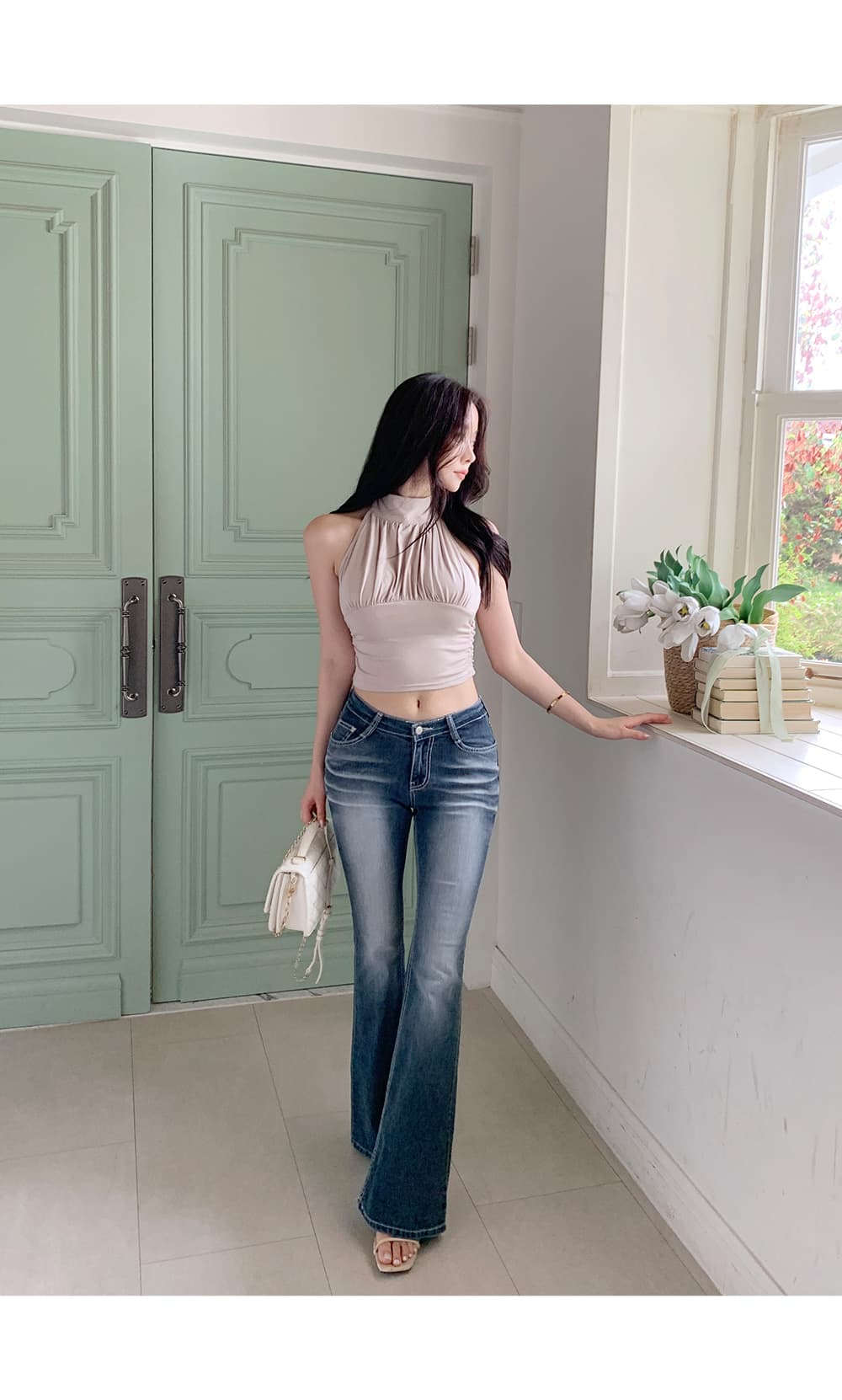 예쁜 허리 스키니 바지 하이웨이스트 부츠컷 청바지 상세 이미지 11