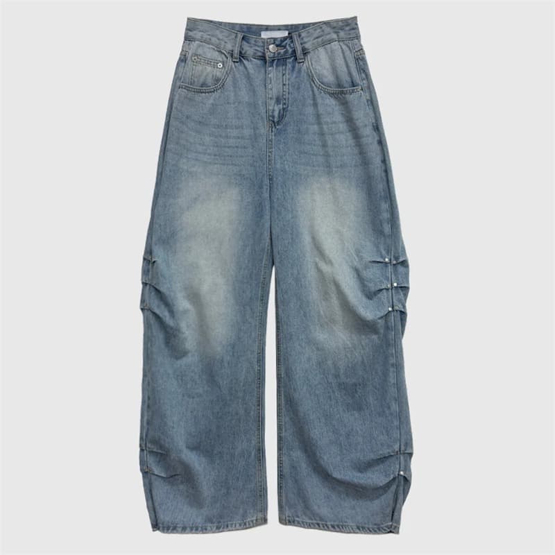 지금 루즈핏 핀치 Pleat 디자이너 청바지 이미지 5