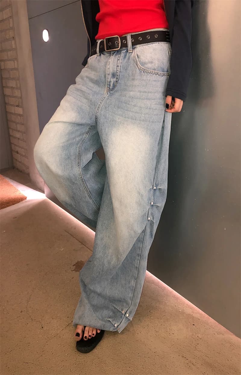 지금 루즈핏 핀치 Pleat 디자이너 청바지 상세 이미지 1