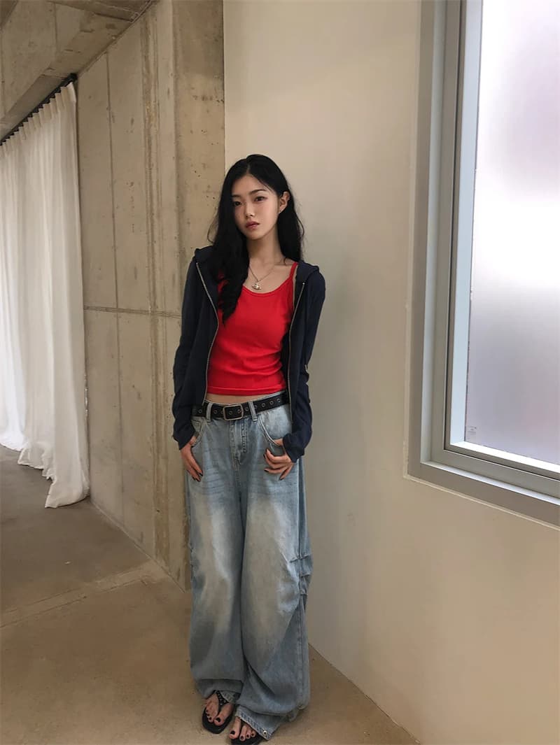 지금 루즈핏 핀치 Pleat 디자이너 청바지 상세 이미지 2