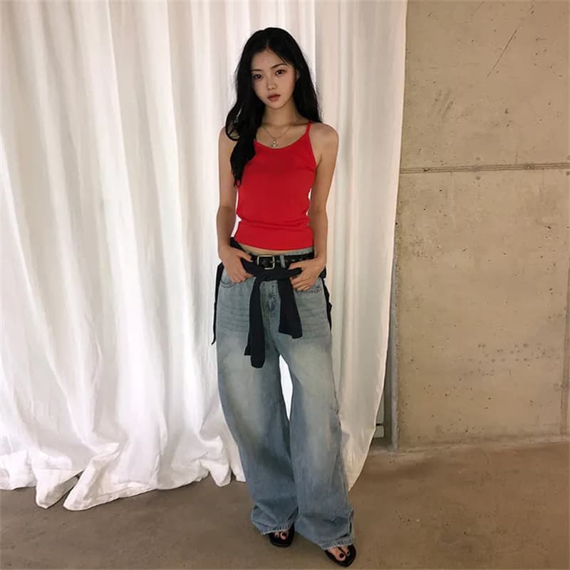 지금 루즈핏 핀치 Pleat 디자이너 청바지 상세 이미지 5
