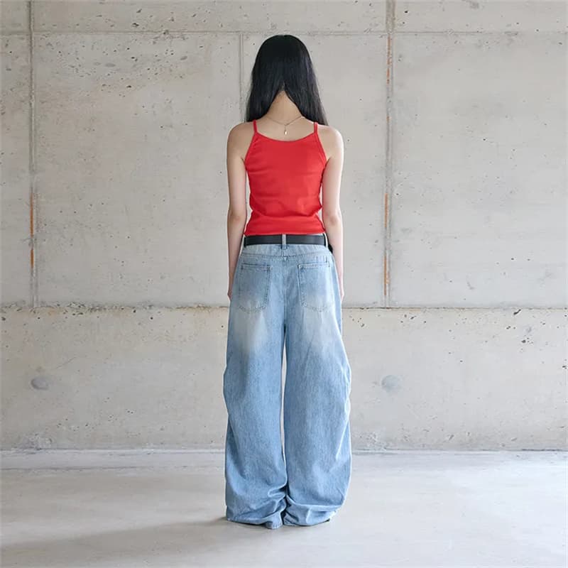 지금 루즈핏 핀치 Pleat 디자이너 청바지 상세 이미지 6