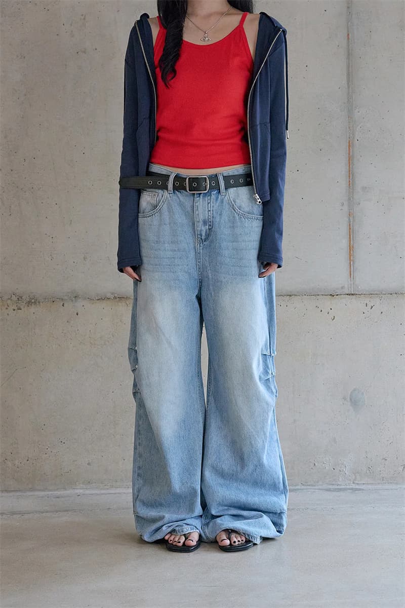 지금 루즈핏 핀치 Pleat 디자이너 청바지 상세 이미지 10