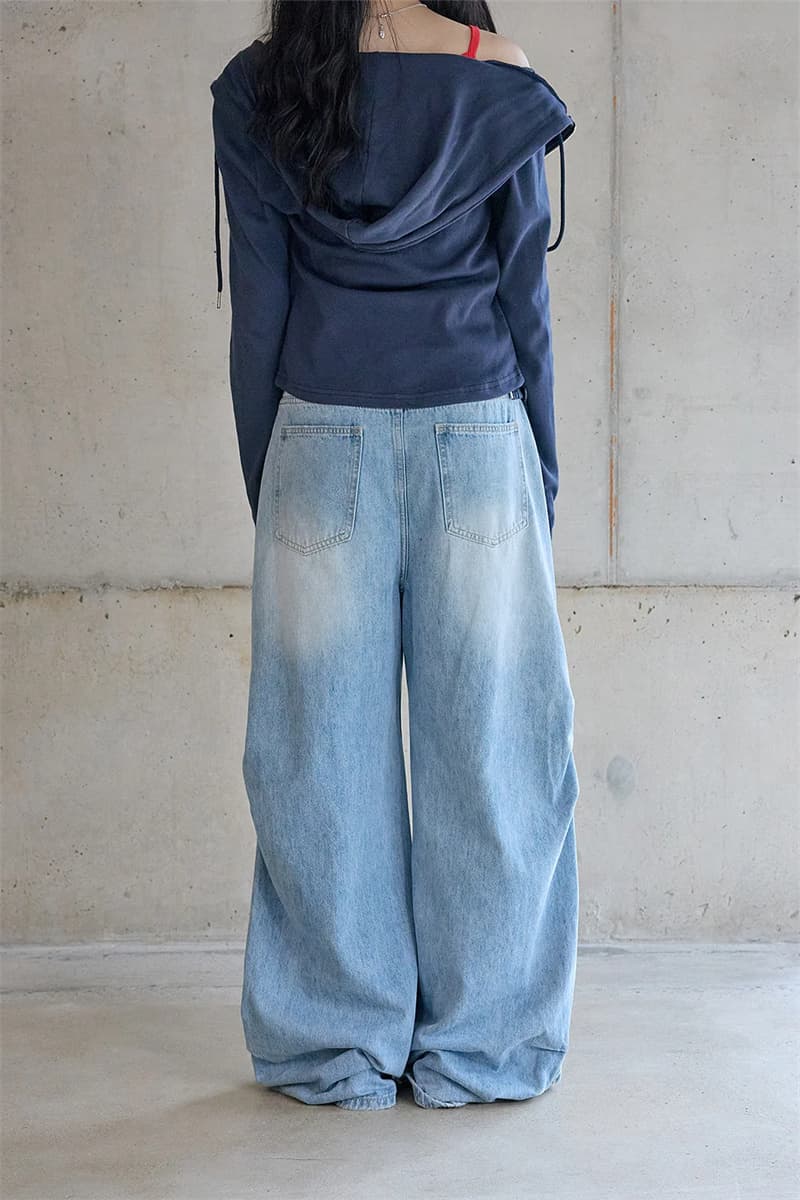 지금 루즈핏 핀치 Pleat 디자이너 청바지 상세 이미지 15