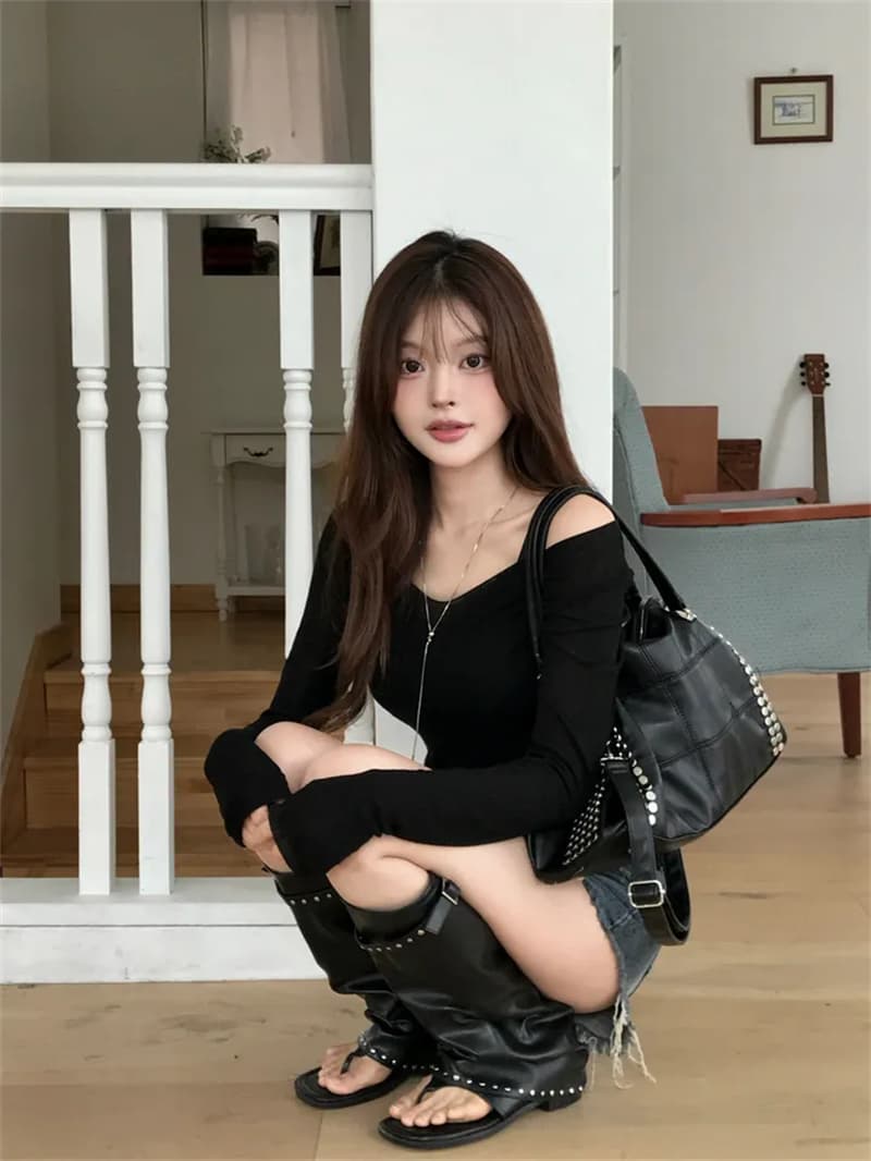 지금 여름 디스플레이 다리 길이 핫걸 찢어진 부분 그리기 거친 가장자리 슬림해 보이는 데님 반바지 상세 이미지 9