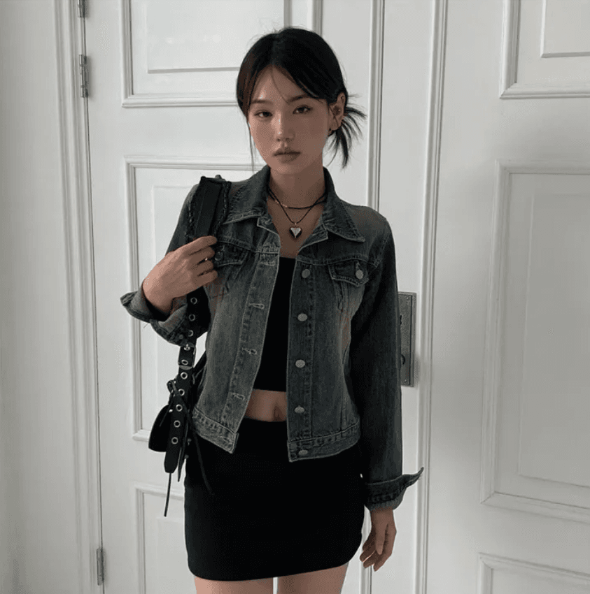 지금 스탠드 칼라 워싱 워크웨어 바람 재킷 넓은 에디션 쇼트 스타일 데님 재킷 상세 이미지 7