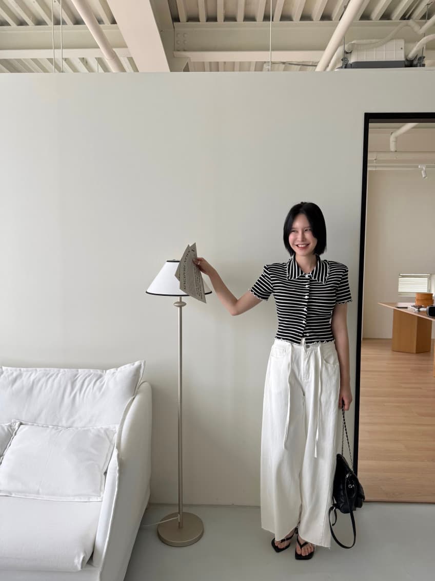 지금 잘 생긴 편안함 슬림해 보이는 하이웨이스트 넓은 다리 청바지 바닥 청소 긴 바지 상세 이미지 24