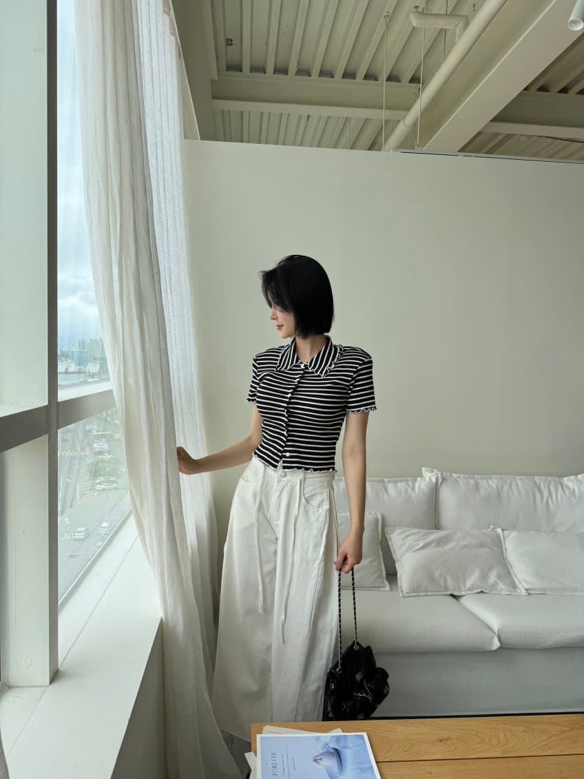 지금 잘 생긴 편안함 슬림해 보이는 하이웨이스트 넓은 다리 청바지 바닥 청소 긴 바지 상세 이미지 26