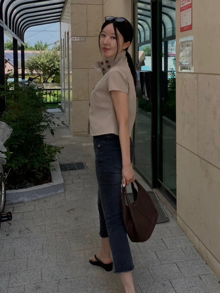지금 블랙 회색 천년기 바람 몸매 가꾸기 청바지 7부 바지 상세 이미지 6