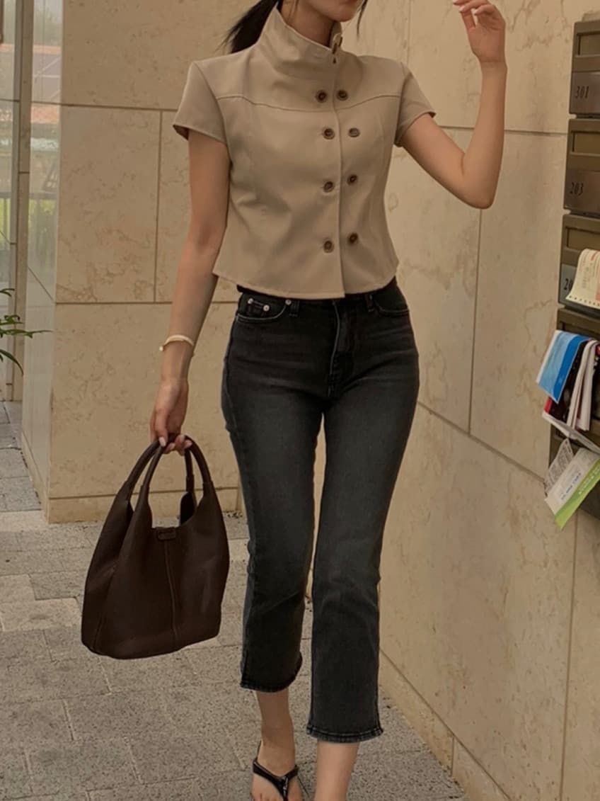 지금 블랙 회색 천년기 바람 몸매 가꾸기 청바지 7부 바지 상세 이미지 7