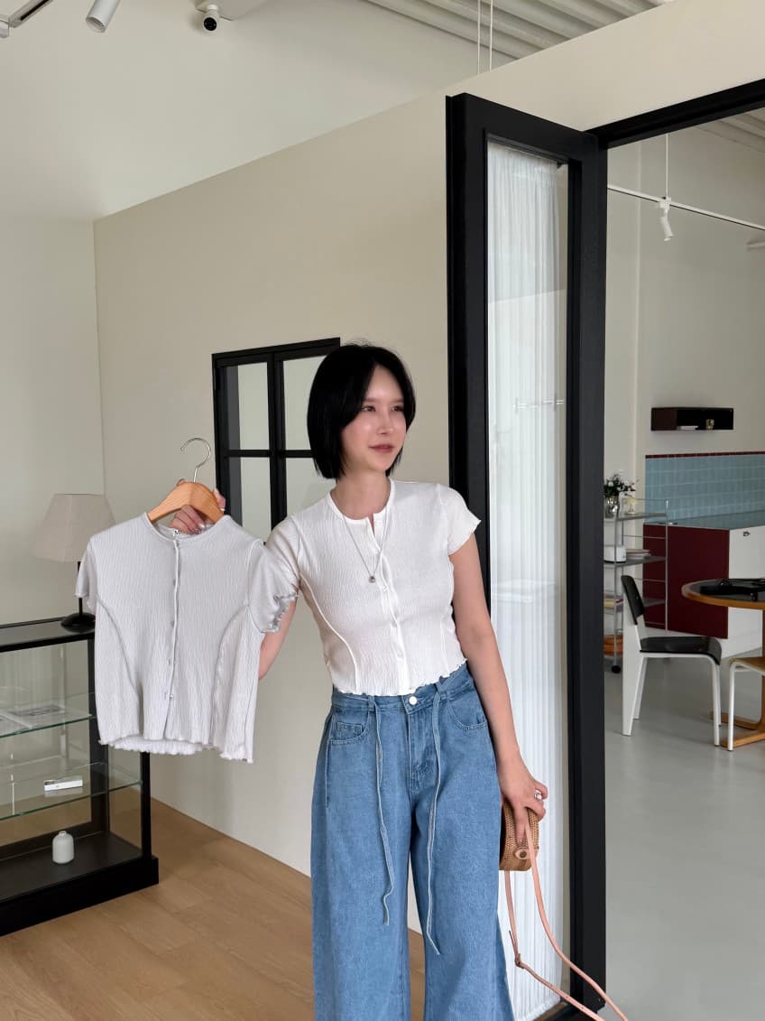 지금 잘 생긴 편안함 슬림해 보이는 하이웨이스트 넓은 다리 청바지 바닥 청소 긴 바지 상세 이미지 13