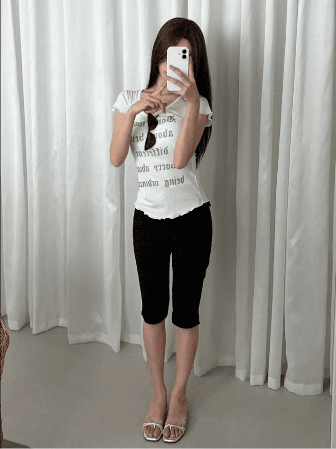 지금 단색 주머니 몸매 가꾸기 바지 트임 7 점 데님 바지 반바지 상세 이미지 16