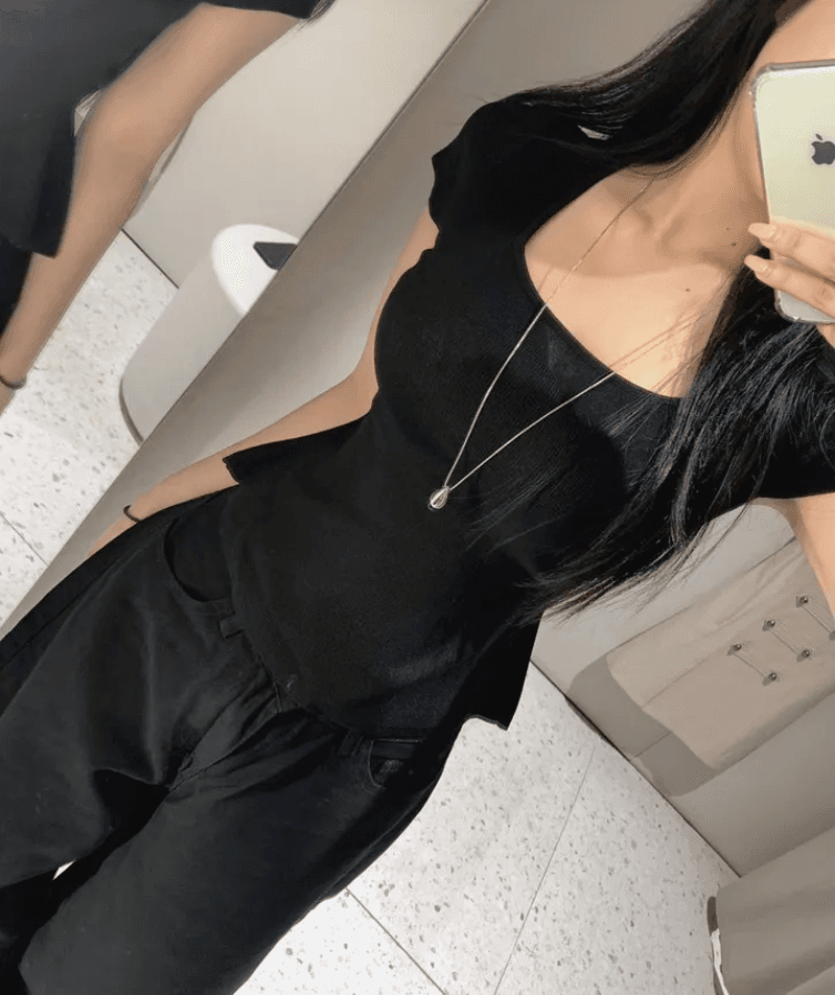 구슬 조각 십자가 스트랩 단추 넓은 다리 데님 긴 바지 상세 이미지 20
