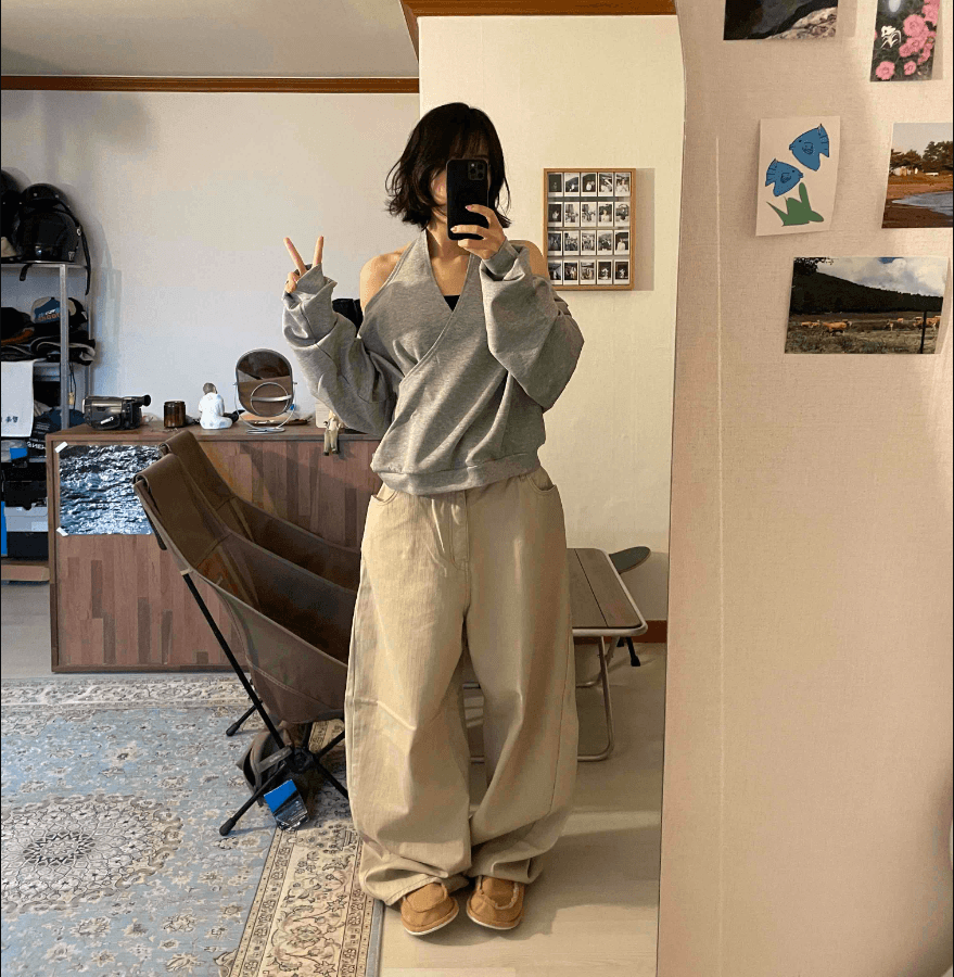 지금 레트로 캐주얼 다용도 루즈핏 넓은 다리 워크웨어 팬츠 상세 이미지 10
