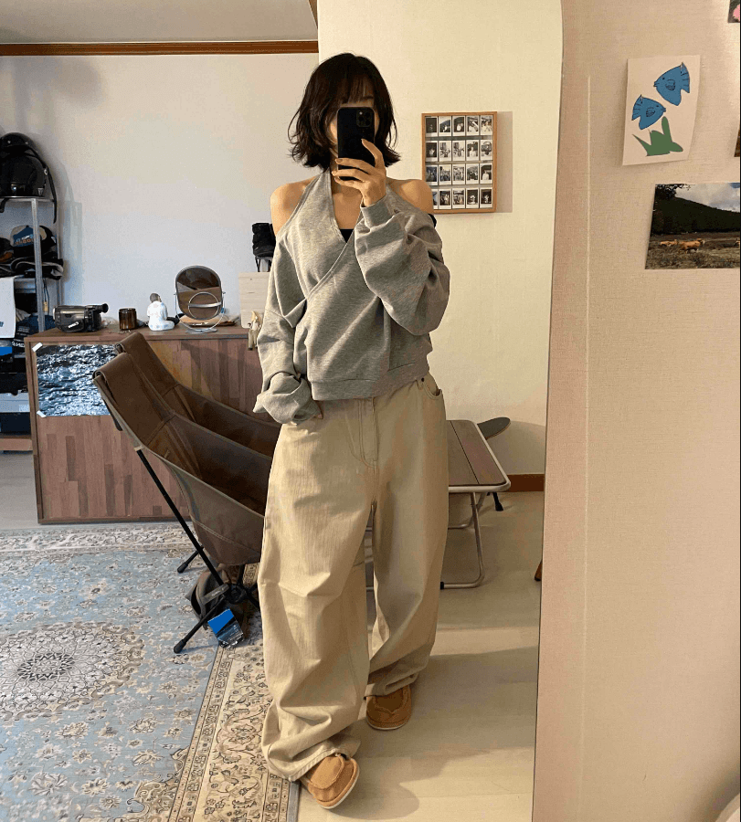 지금 레트로 캐주얼 다용도 루즈핏 넓은 다리 워크웨어 팬츠 상세 이미지 17