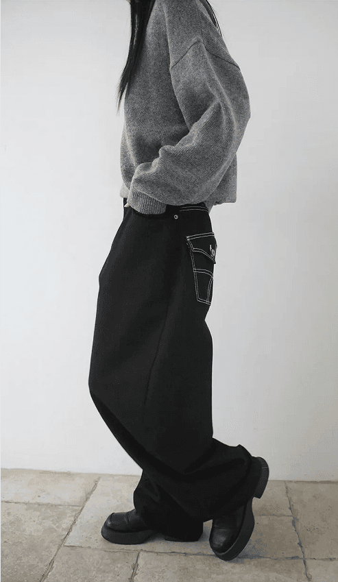 지금 레트로 캐주얼 다용도 루즈핏 넓은 다리 워크웨어 팬츠 상세 이미지 21