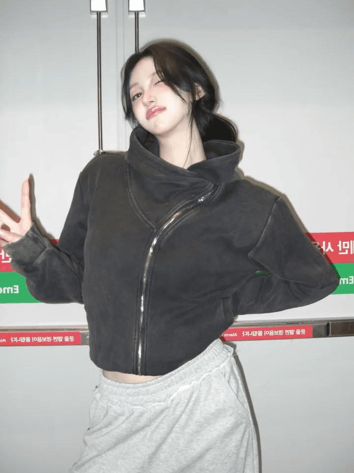 지금 아메리칸 레트로 워싱 지퍼 후드티 마 오래된 루즈핏 후드 상세 이미지 7