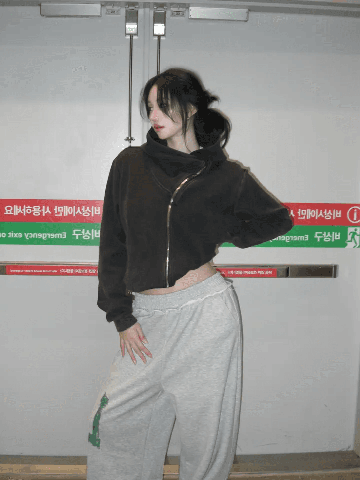 지금 아메리칸 레트로 워싱 지퍼 후드티 마 오래된 루즈핏 후드 상세 이미지 9