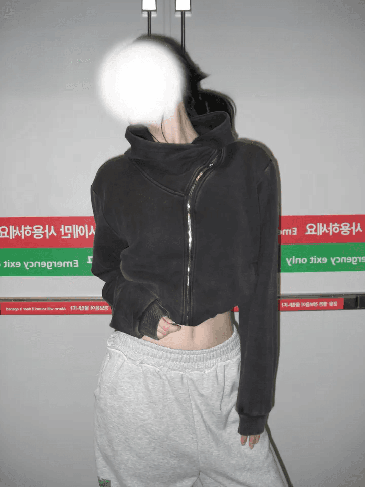 지금 아메리칸 레트로 워싱 지퍼 후드티 마 오래된 루즈핏 후드 상세 이미지 11