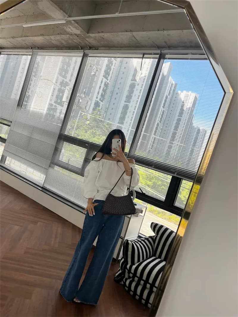 지금 레트로 다용도 워싱 싱글 줄 버튼 청바지 상세 이미지 20