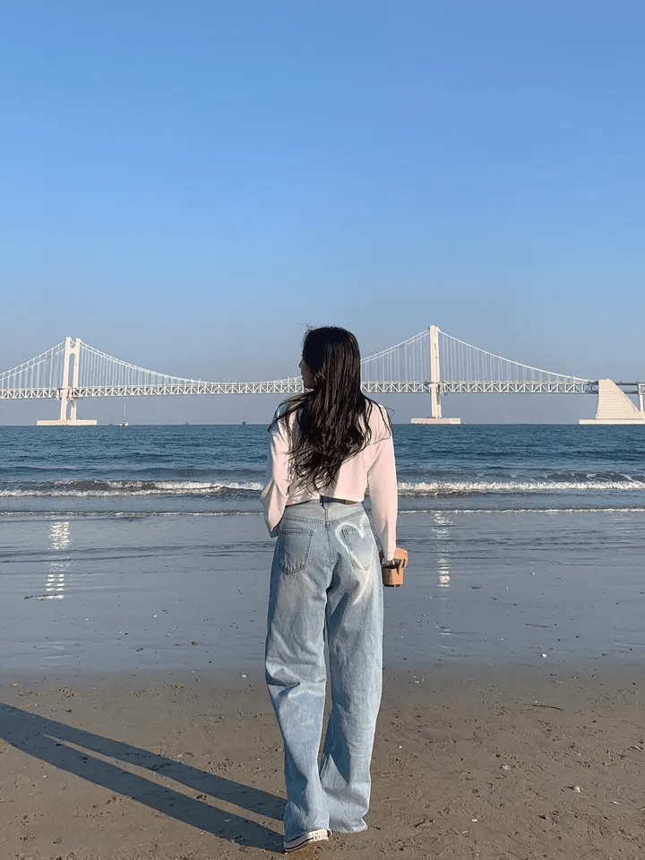 지금 하트 그림 언론 하이웨이스트 미니멀리즘 루즈핏 종류 청바지 상세 이미지 8