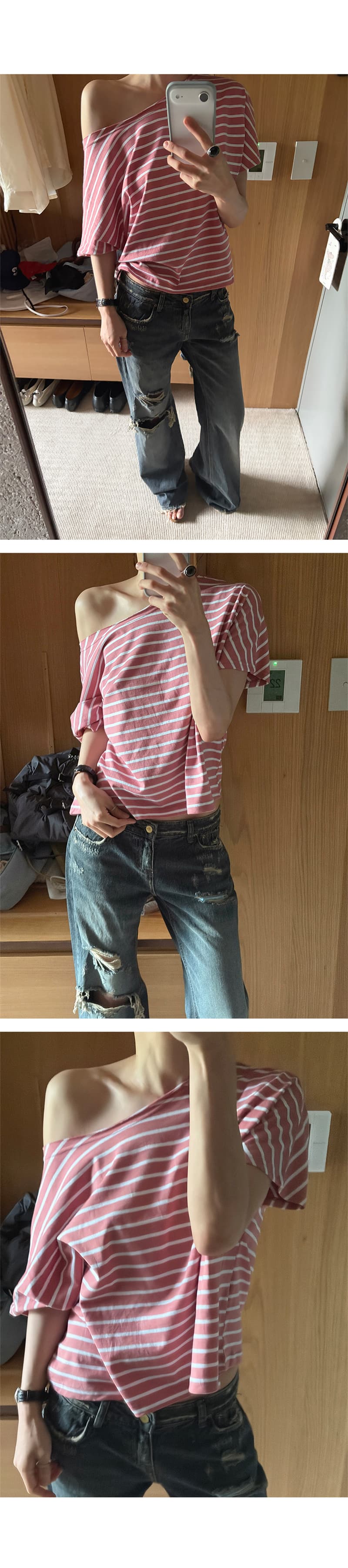 지금 보존 그리기 찢어진 부분 색상 레트로 청바지 디스플레이 다리 길이 상세 이미지 2