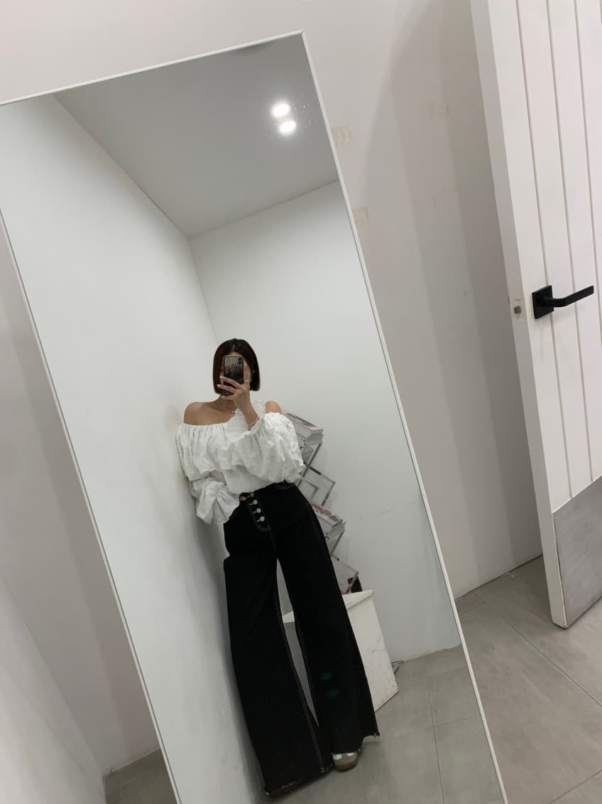 지금 기타 버클 진한 파란색 워싱 부츠컷 청바지 상세 이미지 28