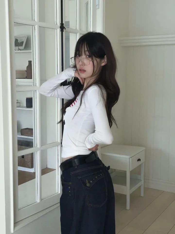 지금 뒤로 곡선 주머니 징 레트로 루즈핏 청바지 상세 이미지 1