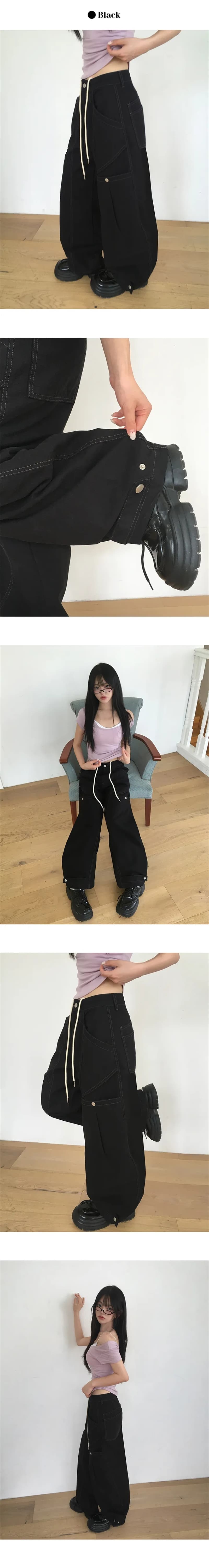 보존 부드럽다 다시 바람의 소리 허리밴드 작업 바지 내 젓기 바지 캐주얼 바지 상세 이미지 3