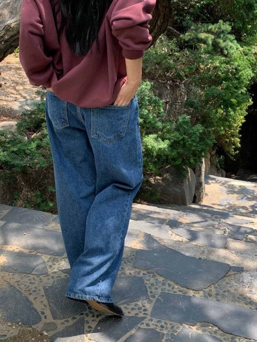 지금 가을 미니멀리즘 트렌드 다용도 루즈핏 연삭 화이트 하이웨이스트 데님 긴 바지 여성 상세 이미지 12