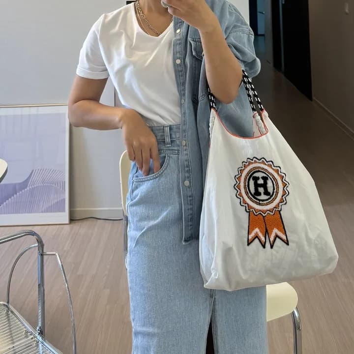 지금 한 마디 하이웨이스트 트임 다용도 데님 반신 스커트 상세 이미지 5