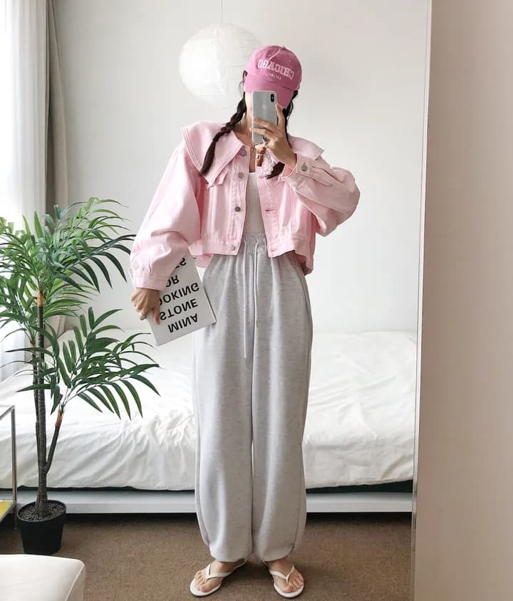 삼색 지금 레트로 워싱 소녀 선원 대 칼라 루즈핏 쇼트 스타일 재킷 재킷 이미지 4