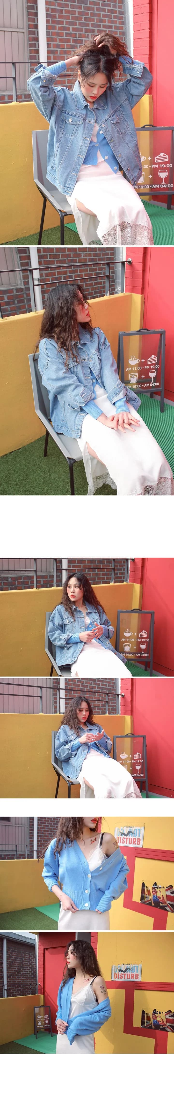 지금 레트로 워싱 블루 남자 친구 바람 여성 코트 상세 이미지 1