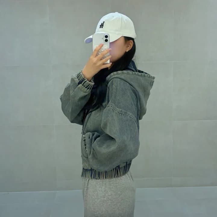 지금 거리 차가운 센스 스탠드 칼라 후드 데님 재킷 상세 이미지 7