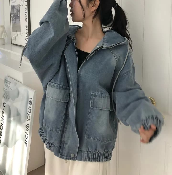 지금 0# 오토바이 가을 간결한 쇼트 스타일 다용도 데님 재킷 상세 이미지 13