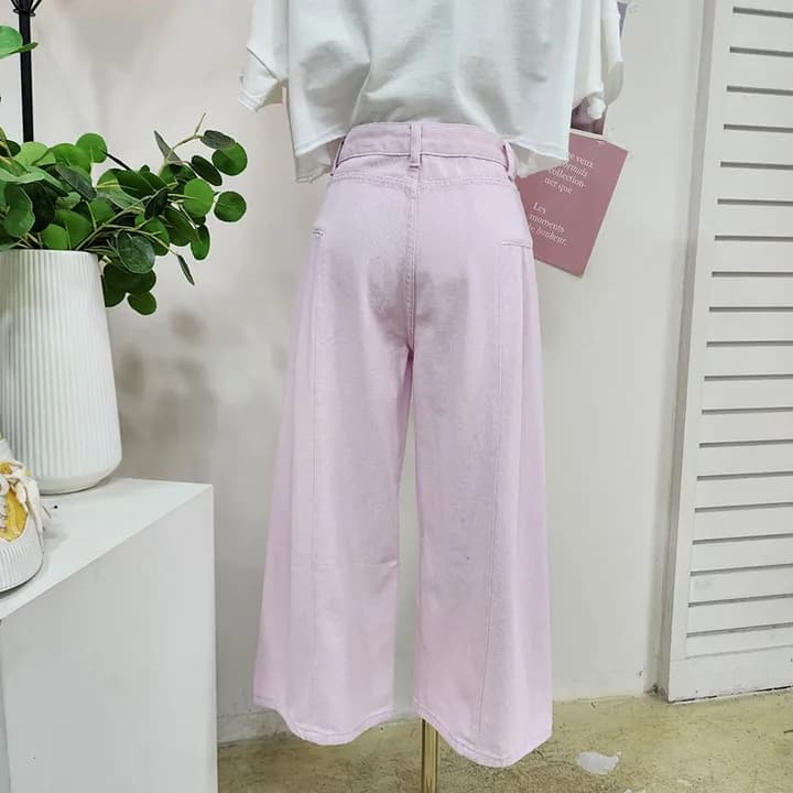 4 가지 색상 지금 사탕 색상 측면 주름 넓은 다리 부츠컷 9 포인트 청바지 상세 이미지 12