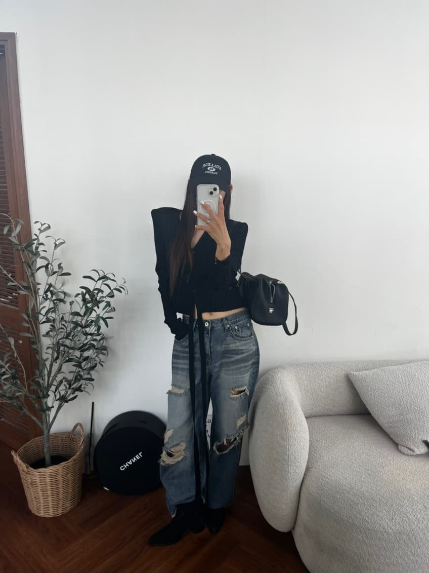 나타난다. 가을 겨울 높음 거리 바람 전후 찢어진 부분 넓은 다리 루즈핏 슬림해 보이는 데님 긴 바지 상세 이미지 27