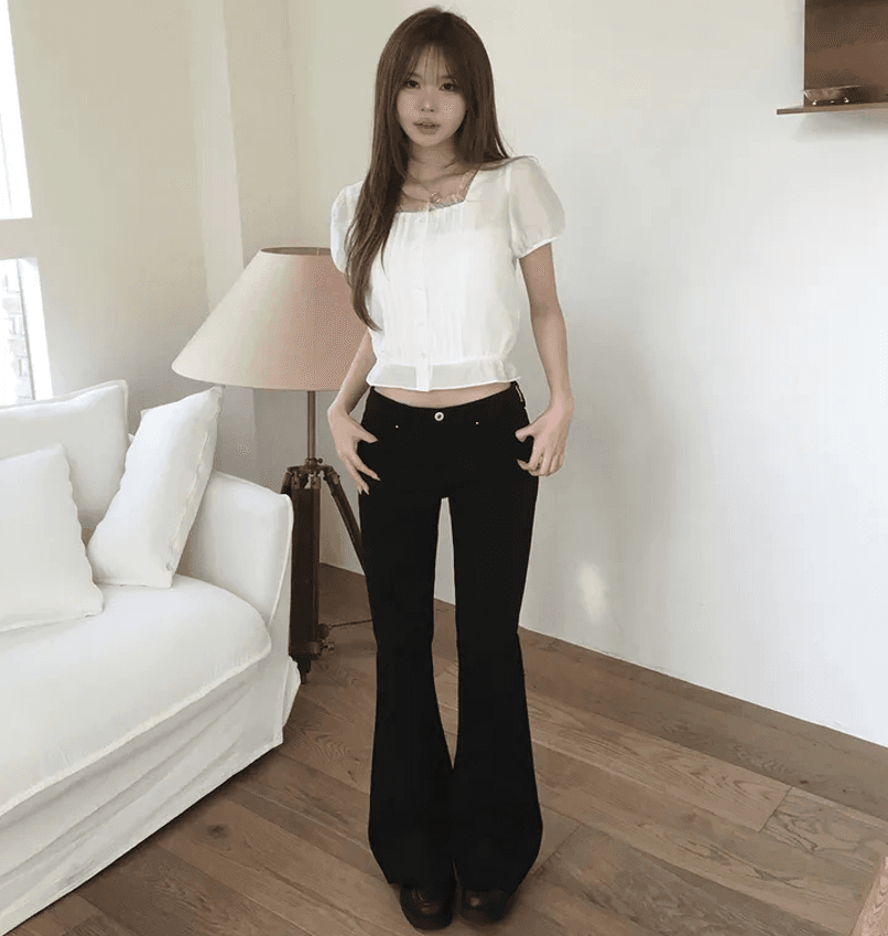 버드 나무 못 패키지 포인트 클래식 검정색 부츠컷 청바지 긴 바지 이미지 4