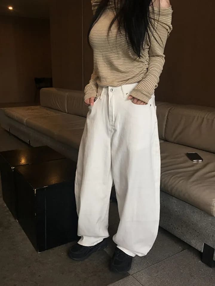 지금 단색 징 십자가 루즈핏 모통이 칼 캐주얼 바지 상세 이미지 20