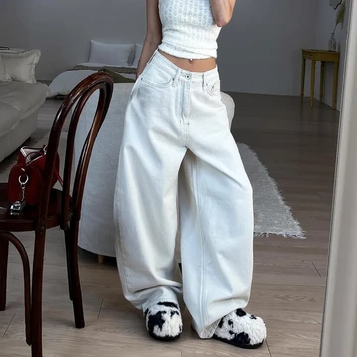지금 단색 징 십자가 루즈핏 모통이 칼 캐주얼 바지 상세 이미지 2