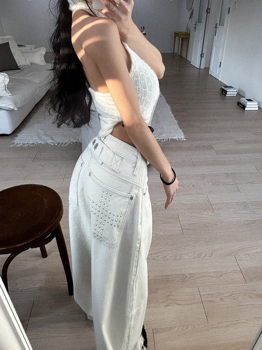 지금 단색 징 십자가 루즈핏 모통이 칼 캐주얼 바지 상세 이미지 28