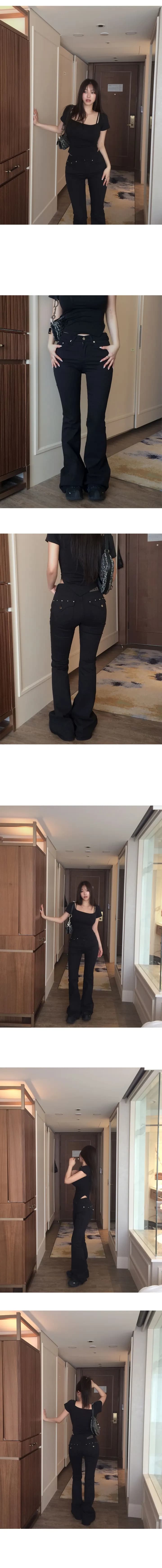 버드 나무 못 주머니 몸매 가꾸기 부츠컷 데님 긴 바지 상세 이미지 7