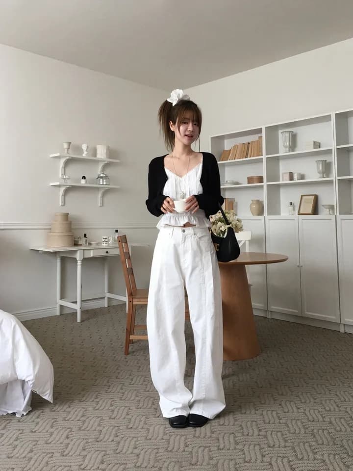 지금 레트로 워싱 곡선 플리츠 루즈핏 넓은 다리 청바지 상세 이미지 81