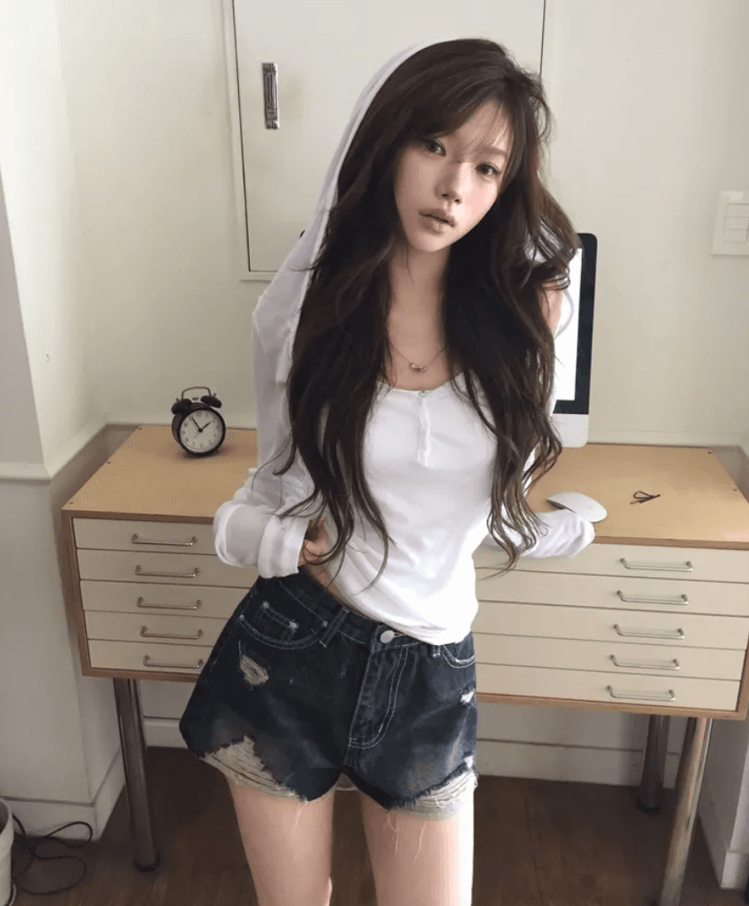 있음 선적 워싱 마 오래된 데님 반바지 핫 바지 이미지 4